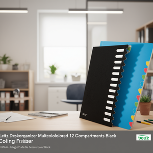 Organizador de Escritorio Leitz Multicolor con 12 Compartimentos, Carpeta Archivadora Negra DIN A4 350g/m, Textura Mármol, Bloques de Color - Product Image 3