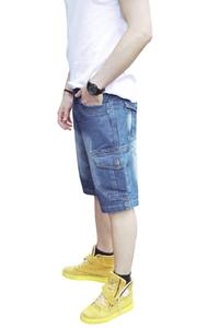 Streetwear décontracté pour hommes Short cargo en jean Baggy multi-poches taille haute coupe-vent respirant léger été - Product Image 3