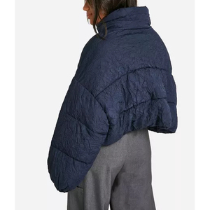 OEM mejor personalizado de las mujeres Varsity Puffer chaqueta nueva llegada recortada de punto ecológico transpirable pesado burbuja de algodón - Product Image 6