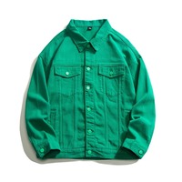 Blouson en jean blanc oversize pour homme, collection automne 2024, style vintage streetwear, en coton, décontracté, ample, respirant, coupe-vent, haute qualité
