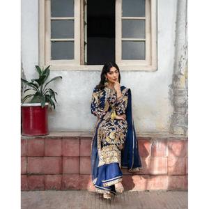 ชุดสلوارคามีซผ้าจอร์เจตต์สำหรับผู้หญิง ดีไซน์หรูหราทันสมัย ปักด้วยด้ายซารี เหมาะสำหรับงานปาร์ตี้และใส่ในชีวิตประจำวัน แห้งเร็ว ความยาวระดับเข่า ใส่ได้ทุกฤดู - Product Image 3