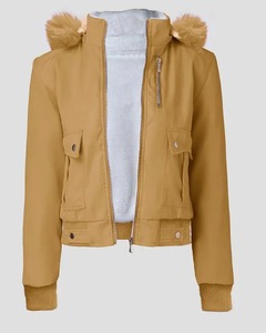 Abrigo de invierno con cuello levantado y cremallera, Color sólido, manga larga, acolchado, mantiene el calor, cárdigan grueso, chaqueta informal de invierno para exteriores - Product Image 5