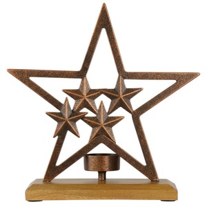 Best Quality Metal Aluminium <b>Star</b> Tree Tealight Holder With Wooden Base Handmade <b>Christmas</b> Decorative Tabletop Candle Stand - Product Image 3