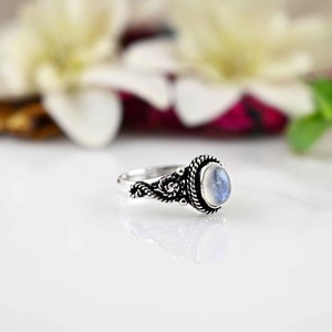 Women's Boho Style Silver 925 Sterling Gemstone <b>Ring</b> Handmade Moonstone Jewelry with Rhodium Plating Wedding Gift for Her - Product Image 3