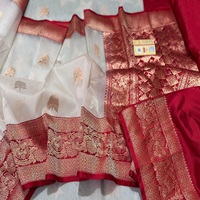 Sari en soie brodée |   Soie Katan pure de Banarasi avec travail de broderie Zari dorée |   Tenue ethnique indienne traditionnelle pour mariage d'été, séchage rapide