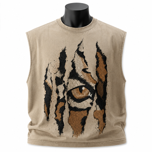 Camiseta sin mangas vintage lavada para hombre, estilo oversize, con estampado gráfico, de algodón, estilo streetwear. - Product Image 1
