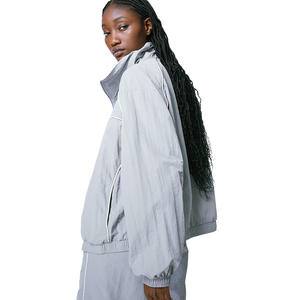 Veste coupe-vent en nylon à fermeture éclair, prix d'usine en gros, léger, rayures, ensembles de jogging, 100% polyester, veste d'entraînement - Product Image 3