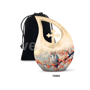Unique aluminio blanco Cruz búho aluminio lágrima cremación urnas para cenizas humanas con bolsa de terciopelo gratis - Product Image 4