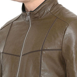 Veste d'hiver en toile de cuir véritable de couleur unie à col montant pour hommes avec logo personnalisé et étiquette imprimée de toutes les tailles - Product Image 6