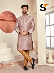 Superbe pyjama Kurta en soie pour homme en jacquard de soie lourd de créateur, Royal Export Launch Surat Gujarat pour les vêtements indiens pakistanais - Product Image 4