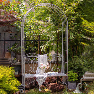 Pergola in metallo Arbor Wedding Arch Outdoor Flower Garden Arch traliccio Garden Iron Arbor con posti a sedere - Product Image 1