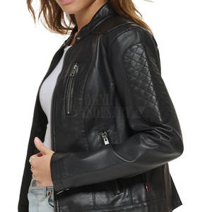 Chaqueta de Cuero para Mujer, Transpirable, de Alta Calidad y Bajo Precio, con Cuello Alto Tejido, la Más Vendida y a la Moda - Product Image 2