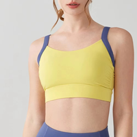 Soutien-gorge de sport de yoga pour femmes à séchage rapide avec logo avant en Spandex/Nylon à col en V profond-Entraînement le plus vendu