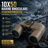 Jumelles de navigation marine 10x50 étanches avec boussole intégrée et réticule de télémétrie pour la navigation de plaisance, la voile, la chasse, le camping et l'observation des oiseaux