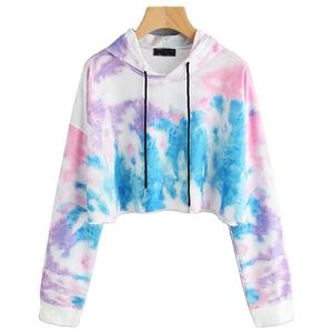 Best-seller Top court imprimé tie dye pour femmes Vêtements de sport à capuche col décontracté sweat à capuche d'hiver pour l'extérieur à bas prix - Product Image 2
