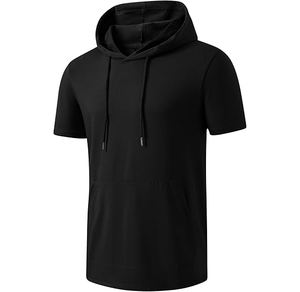 Sudadera con Capucha de Manga Corta para Hombre JMIERR, Camisetas con Capucha de Algodón, Sudaderas Ligeras de Color Sólido con Bolsillo - Product Image 1