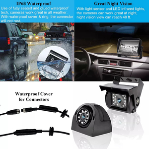 7 inch không thấm nước Quad chia màn hình DVR màn hình tầm nhìn ban đêm 4CH HD thời gian thực ghi âm sao lưu máy ảnh cho xe tải đảo ngược máy ảnh - Product Image 4