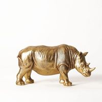 Statue de rhinocéros en aluminium doré moderne, faite à la main, sculpture décorative haut de gamme pour la décoration intérieure et extérieure de la maison, du jardin ou de l'hôtel