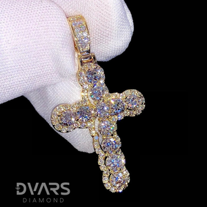 Iced VVS Moissanite <b>Cross</b> Charm <b>Pendant</b> Unique Charms Design 925 Sterling <b>Silver</b> Luxury Certified Hip Hop Religious <b>Pendant</b> - Product Image 1