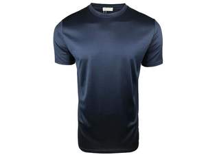 Camisetas de cuello redondo para hombre en blanco Camisetas de algodón personalizadas de ajuste regular brillante para hombre - Product Image 3