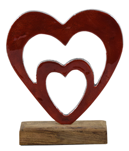 Décorations de Noël en aluminium de luxe en forme de cœur rouge, taille moyenne, pour table et décoration intérieure avec base IHA - Product Image 4