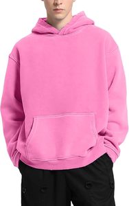 Sweat-shirt à capuche surdimensionné personnalisé pour hommes hiver en polaire épaisse avec impression bouffante Hip Hop Streetwear coton teint en plaine - Product Image 4