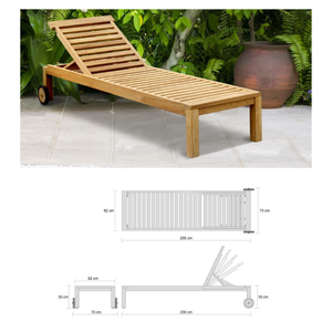 Muebles de exterior comerciales, tumbona impermeable de madera de teca, tumbona, cama de playa para Patio, jardín, cabaña, patio, Playa - Product Image 4