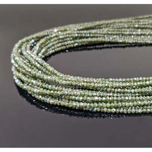 Brins de perles de diamant naturel vert facetté 1,8-2,2 mm Rondelle pour colliers de perles raffinés - Product Image 2
