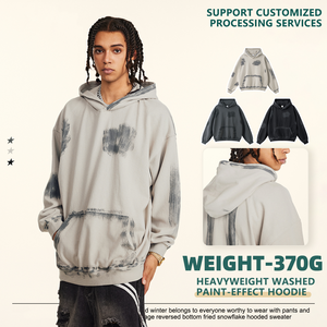 Sudaderas con capucha personalizadas de lavado ácido de punto pesado para hombre, cuello con capucha de aspecto vintage de gran tamaño para el servicio OEM de invierno disponible - Product Image 3