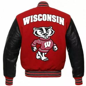 OEM Customized High Quality Men's Premium Leather Jacket with <b>Covered</b> <b>Button</b> Closure Premium Lettering Baseball Jacket Made USA - Product Image 4