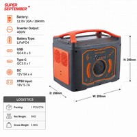 Estación de Energía Portátil con Batería LiFePO4 de 500W 384Wh, Generador Solar Profesional, Carga Rápida QC4.0, Altavoz Bluetooth, Luces RGB