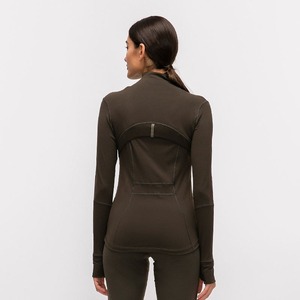 Veste personnalisée solide, respirante et légère à manches longues en éponge française pour femmes avec fermeture éclair en nylon/coton - Product Image 4