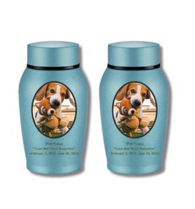 Photo personnalisée Petites urnes personnalisées pour les cendres humaines Urnes souvenirs en acier inoxydable pour la crémation commémorative Urne bleue de taille personnalisée - Product Image 4