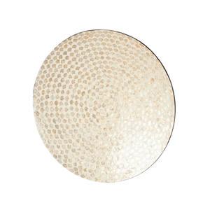 Un motif géométrique d'expression artistique esthétique minimaliste dans le disque rond Sculptures murales en nacre de couleur crème - Product Image 2
