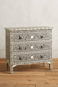 Consola con incrustaciones de hueso, mesa de estilo tradicional con acento para dormitorio, consola de entrada geométrica hecha - Product Image 3