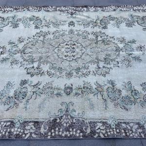 พรมวินเทจขนาด 6.1x10.2 ฟุต พรมตุรกีขนาดใหญ่ พรมขนสัตว์ลายทางสีเทา - Product Image 4