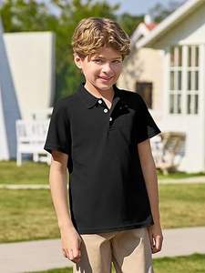 100% Cotton Made Customized Blank Plain <b>Black</b> Color Kids Boys <b>Polo</b> <b>T</b>-<b>Shirts</b> Kids Clothing Half Sleeve Breathable Kids <b>Polo</b> <b>Shirt</b> - Product Image 2