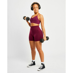 Sujetador deportivo fruncido esencial de vino púrpura de alta calidad, detalle central fruncido, correas finas, nuevo Sujetador deportivo de Fitness de alto impacto para mujer - Product Image 6