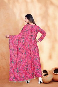 Imprimé Bandhani rose moderne et broderie Kurta avec Dupatta Delta soie et crêpe intérieure-tenue de fête pour les occasions de fête - Product Image 6