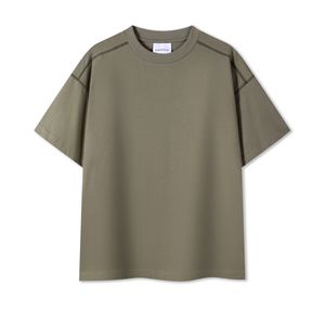 T-shirt à col roulé de haute qualité, coupe classique, manches courtes, 100 % coton tricoté, couleur unie, streetwear, logo personnalisé, collection Printemps/Été 2025 - Product Image 4