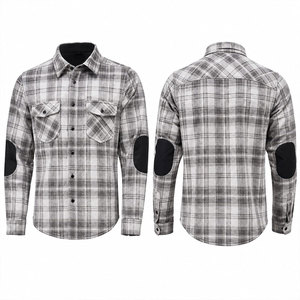 เสื้อเชิ้ตผ้าสักหลาดแขนยาวลายสก๊อตสำหรับผู้ชายพร้อมแผ่นรองข้อศอกแบบมีปกเสื้อแบบพับได้สไตล์ชุดทำงานลำลองสำหรับฤดูใบไม้ร่วง - Product Image 1