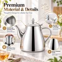 Bouilloire à thé en acier inoxydable OEM ODM avec filtre, pot à café et eau, théière personnalisable avec logo pour hôtels et restaurants