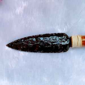 10 Inch Black Obsidian Handmade Stone Knife with Wooden Handle Eco-Friendly High Quality Survival Ritual Craft Tool From India - Product Image 5