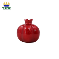 Vase en céramique de grenade rouge centre de table en forme de fruit émaillé brillant pour la maison salon et salle à manger décor moderne