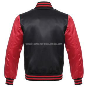 Veste d'hiver tendance coupe-vent pour homme grande taille, col montant en satin noir, manches rouges, modèle OEM 2026 - Product Image 2