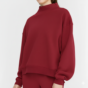 Sudadera de Invierno con Cuello Alto para Mujer, 100% Algodón, Felpa, Secado Rápido, Ligera, Estilo Hombros Caídos, Logotipo Frontal, Servicio OEM - Product Image 1