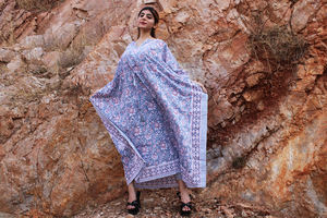 Eco-friendly 100% Cotton Hand Block Printed <b>Kaftan</b> Comfortable Elegant Floral Print Elegant Border Casual <b>Indian</b> Clothing <b>Kaftan</b> - Product Image 2