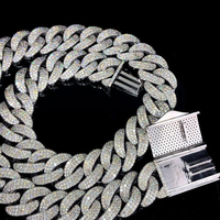 Collar de Cadena Cubana con Incrustaciones de Moissanita Blanca de 25mm en Plata de Ley 925, Estilo Hip Hop y Moda Urbana, Marca D'VINS Jewels