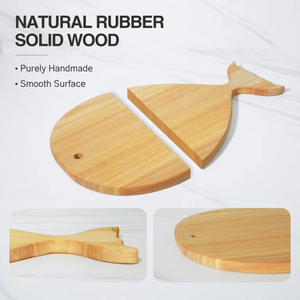 Tabla de cortar con forma de pez de color natural Tabla de cortar de pescado de goma de madera - Product Image 2