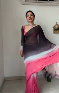 Sari indien pakistanais élégant pour mariage été/hiver, prêt-à-porter, style traditionnel, infroissable, protection solaire, pur et doux - Product Image 6